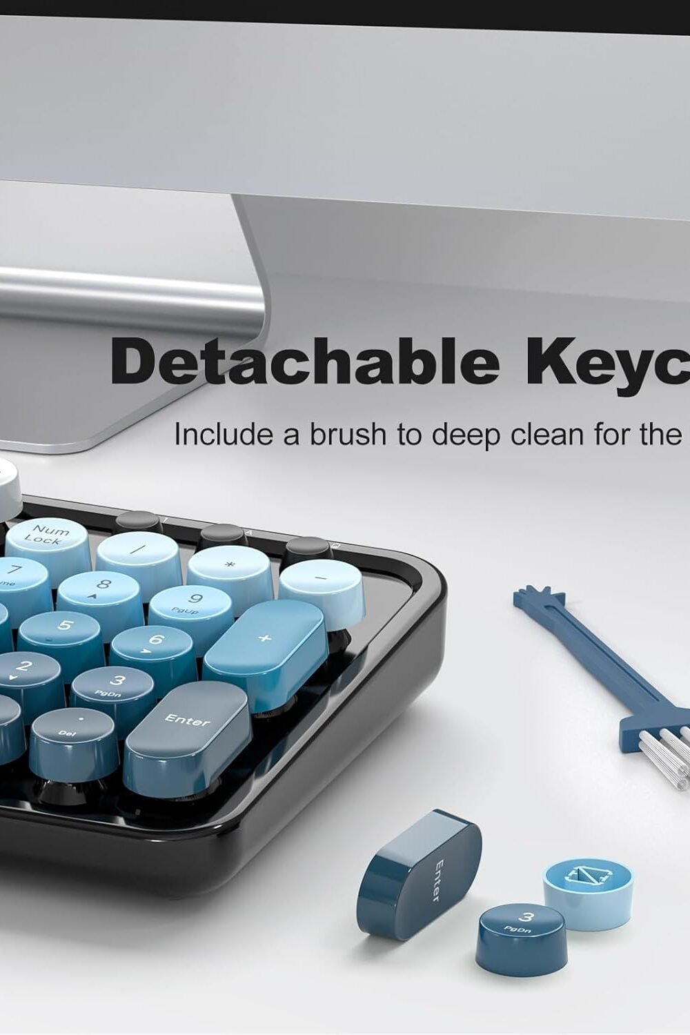 Mofii Retro Wireless Keyboard &Amp; Mouse Combo - Black Blue Gradient - Image 6