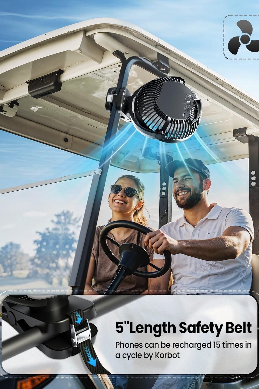 Portable Rechargeable Clip-On Fan Golf Carts - Image 2