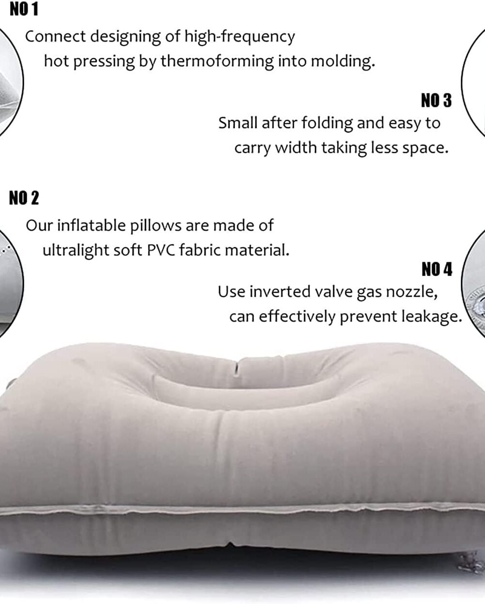 Ultralight Inflatable Avel Pillow - Gray - Image 2