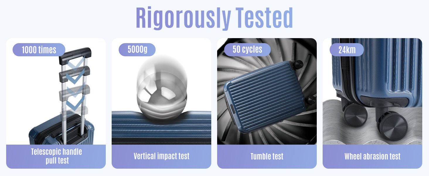 Durable Royal Blue Carry On Luggage with Wheels 418