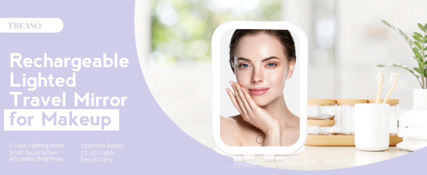 vel Portable Makeup Mirror with djustable Lights 596