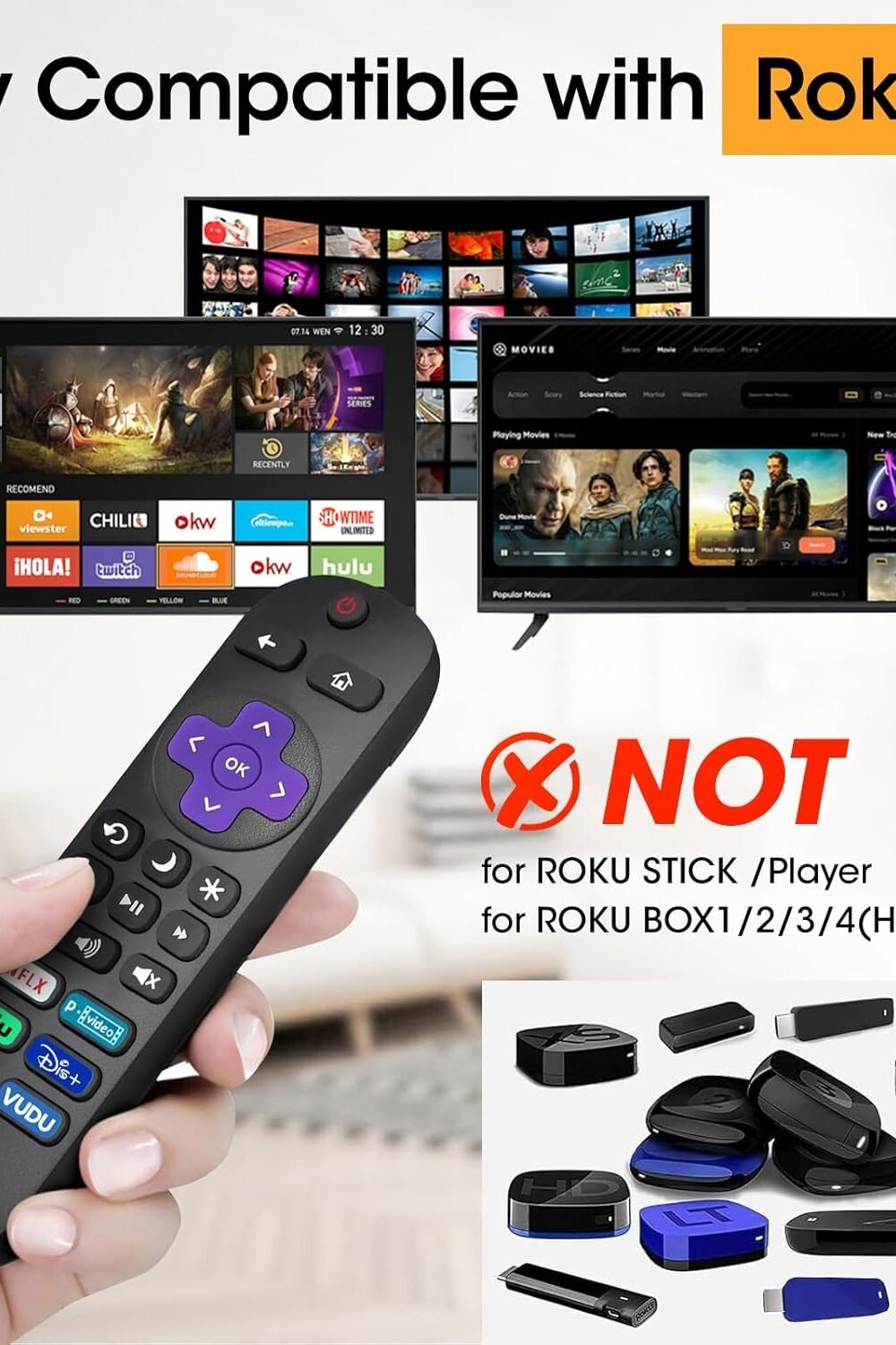 Replacement Remote Roku Tv - Tcl, Hisense, Onn, Sharp, Phili - Image 2