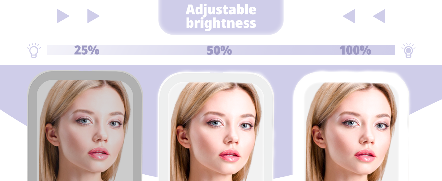 vel Portable Makeup Mirror with djustable Lights 601