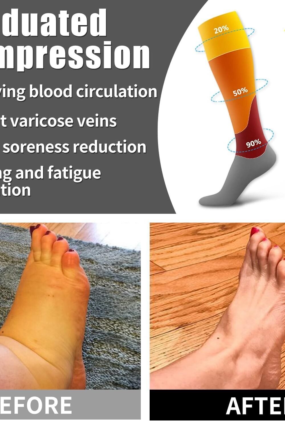 Copper Compression Socks Men Women - Best Support - Image 2