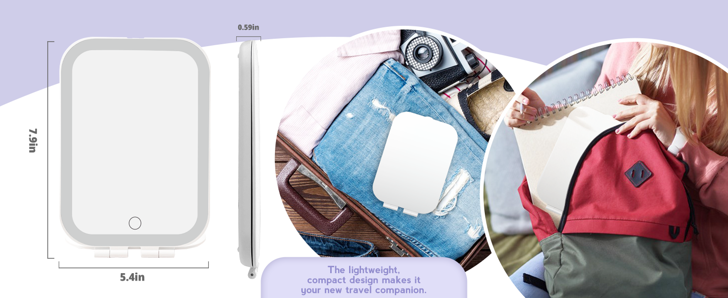 vel Portable Makeup Mirror with djustable Lights 600