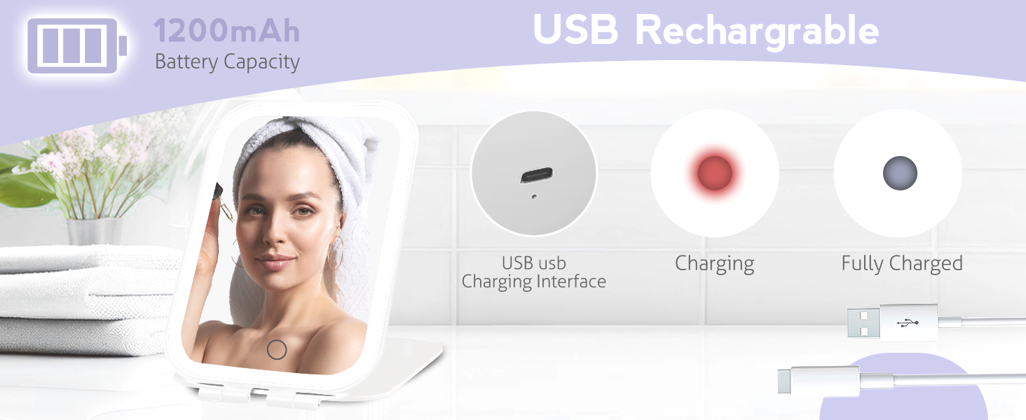 vel Portable Makeup Mirror with djustable Lights 597