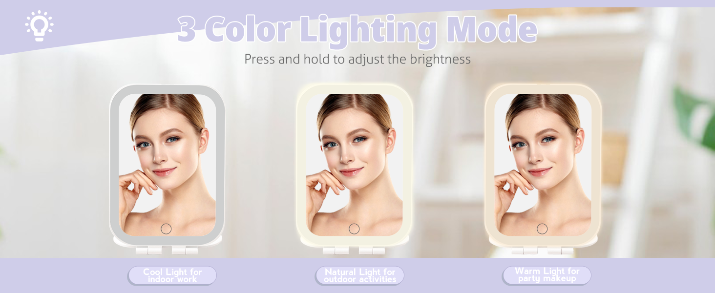 vel Portable Makeup Mirror with djustable Lights 599
