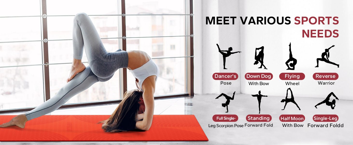 HPBER Extra Large Non-Slip Yoga Mat - Orange 671