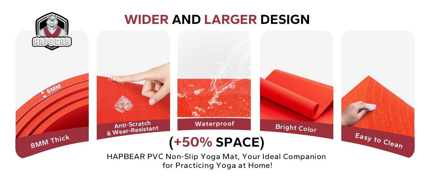 HPBER Extra Large Non-Slip Yoga Mat - Orange 670