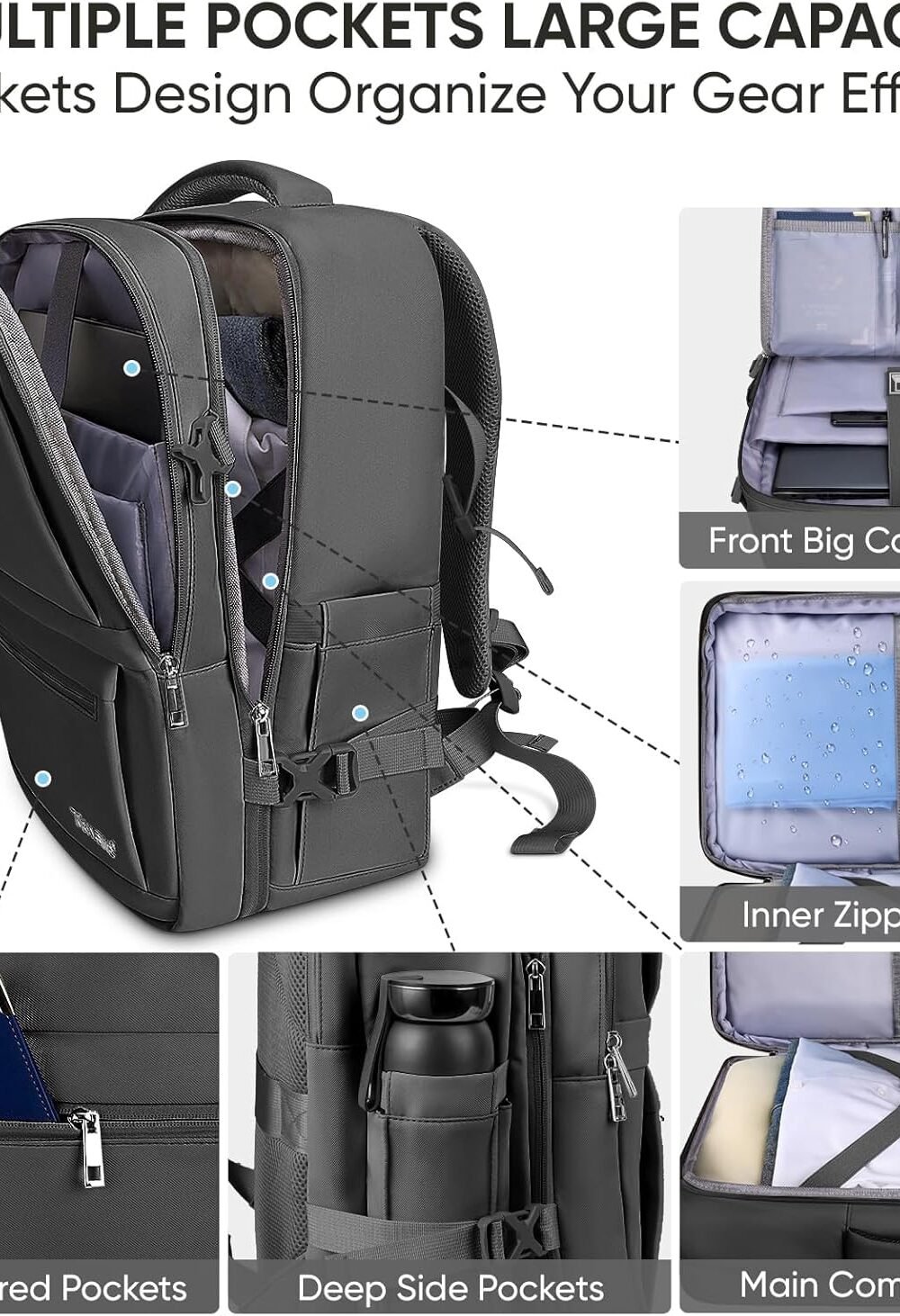 Bleine Vel Large Backpack Men Women - Image 2