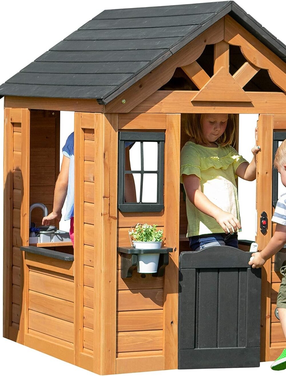 Sweetwater Cedar Kids Playhouse With Kitchen Snack Bar - Image 2