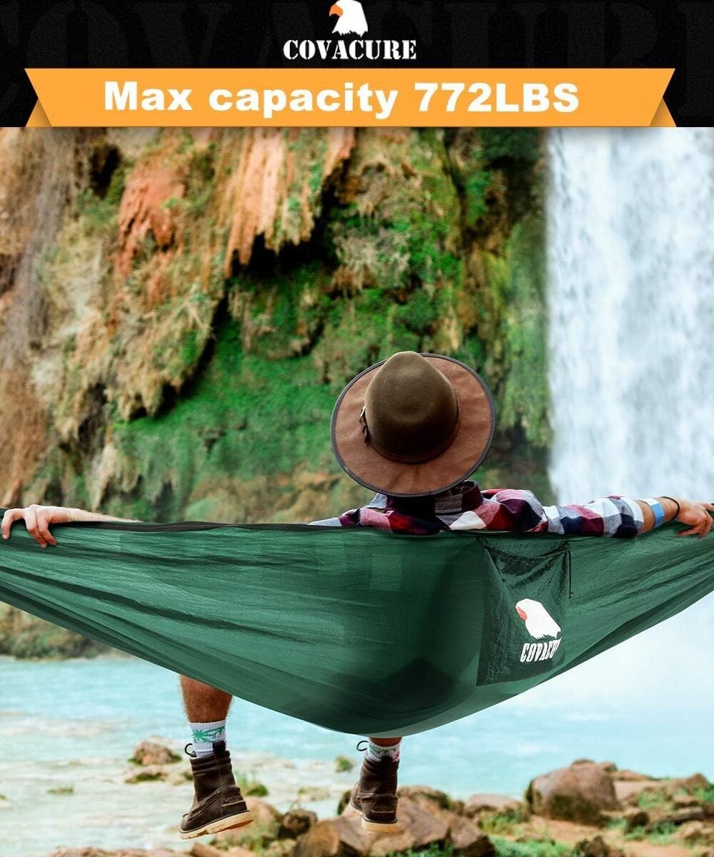 Covacure Lightweight Double Campg Hammock - Dark Green - Image 2
