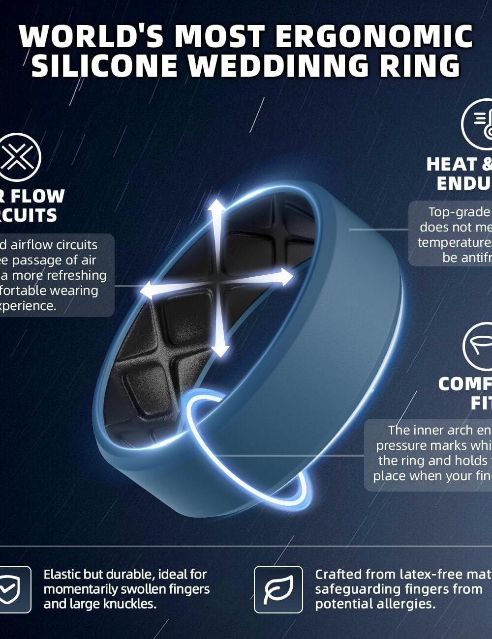 Egnaro Men'S Silicone Rubber Bands - Ergonomic Waterproof - Image 2