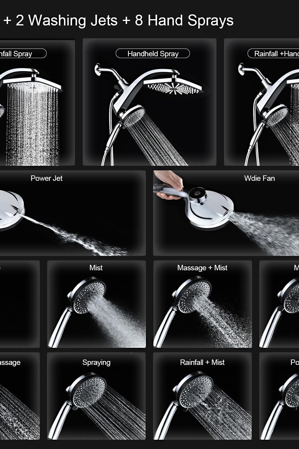 High-Pressure Shower Head With Handheld Spray Combo - Image 2
