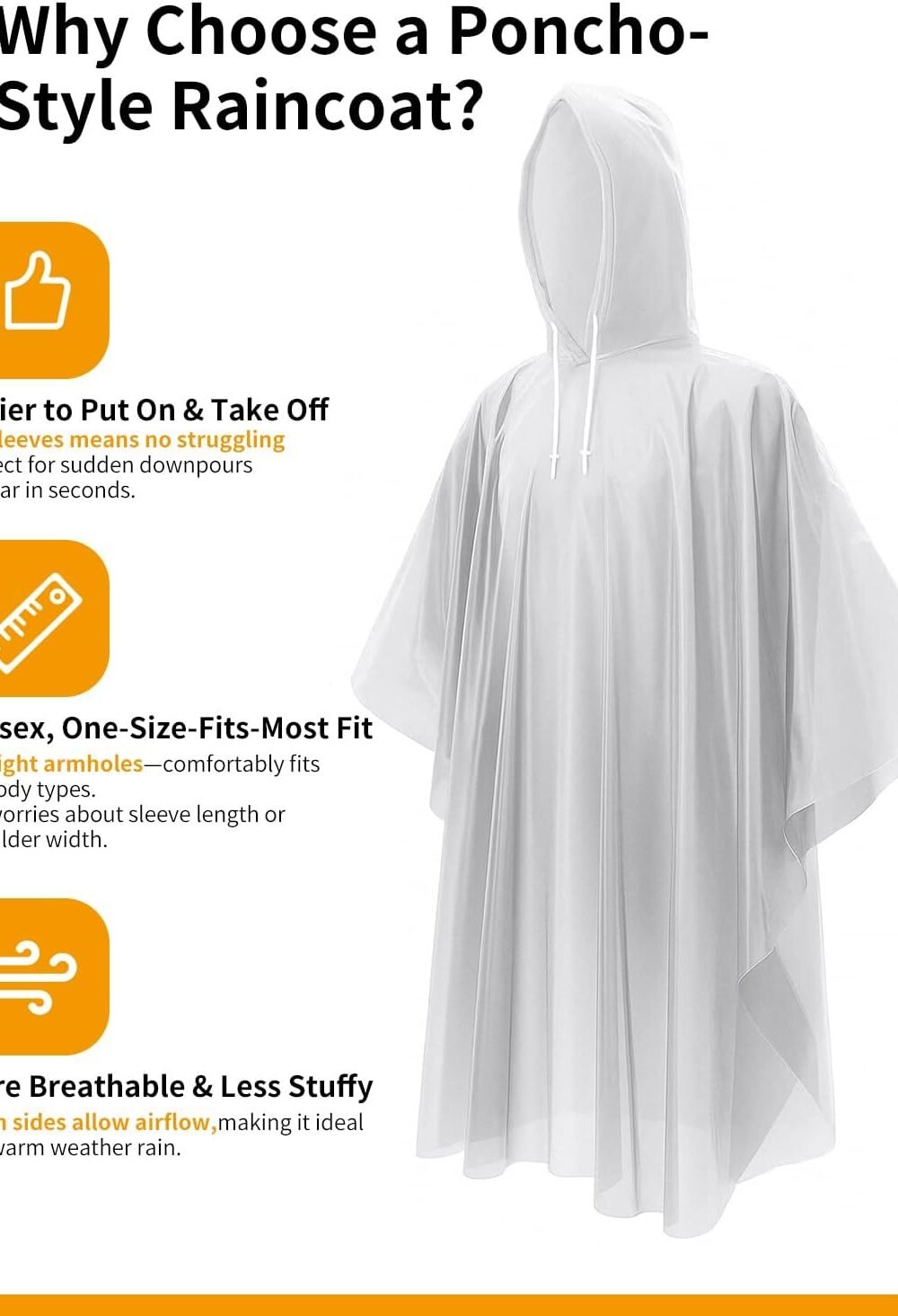 Extra Long Emergency Ponchos Dults - Family Survival Pack - Image 2