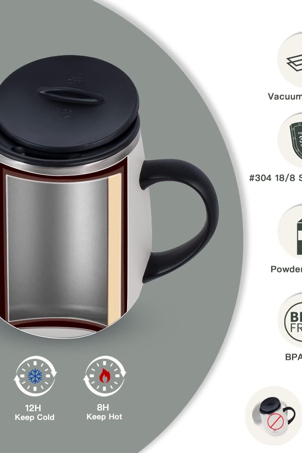 Insulated Double Wall Coffee Mug - Oz Staless Steel - Image 2