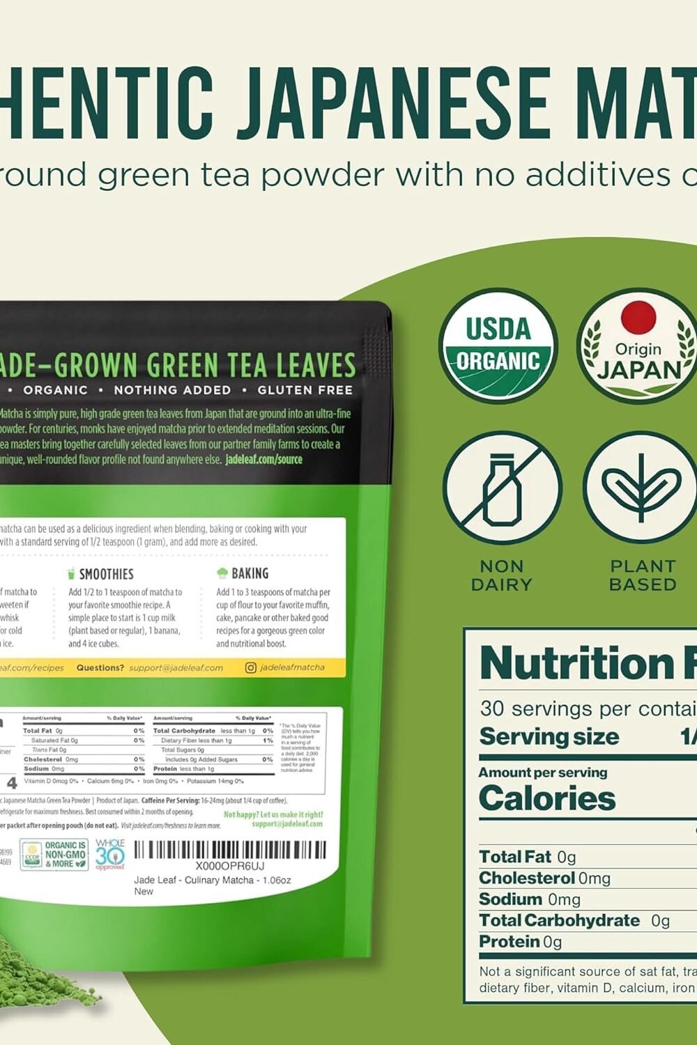 Organic Culary Grade Matcha Powder - Jade Leaf - Image 2
