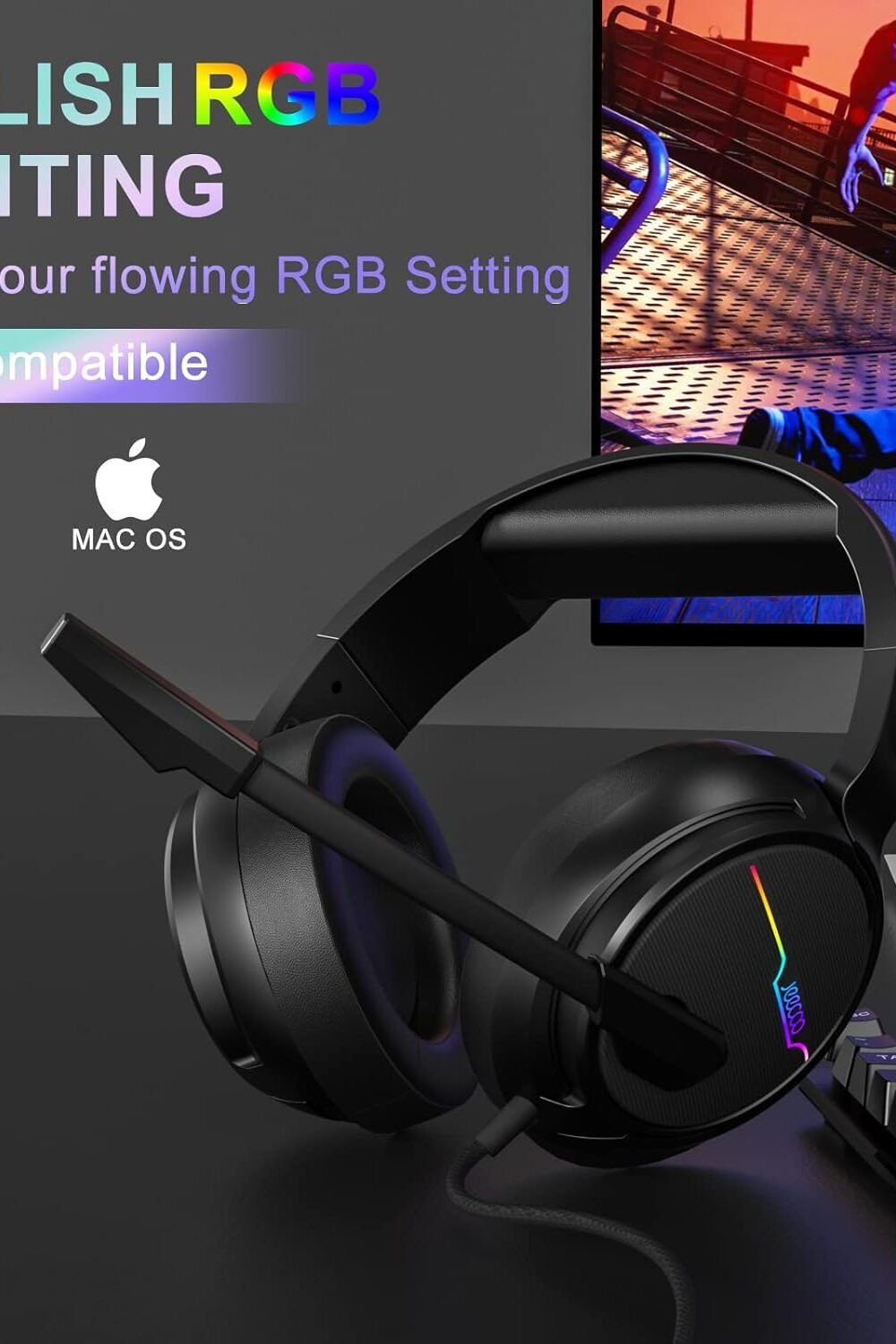 Jeecoo VU Pro Gamg Headset with RGB Lights 2 Jeecoo Vu Pro Gamg Headset With Rgb Lights - Image 2