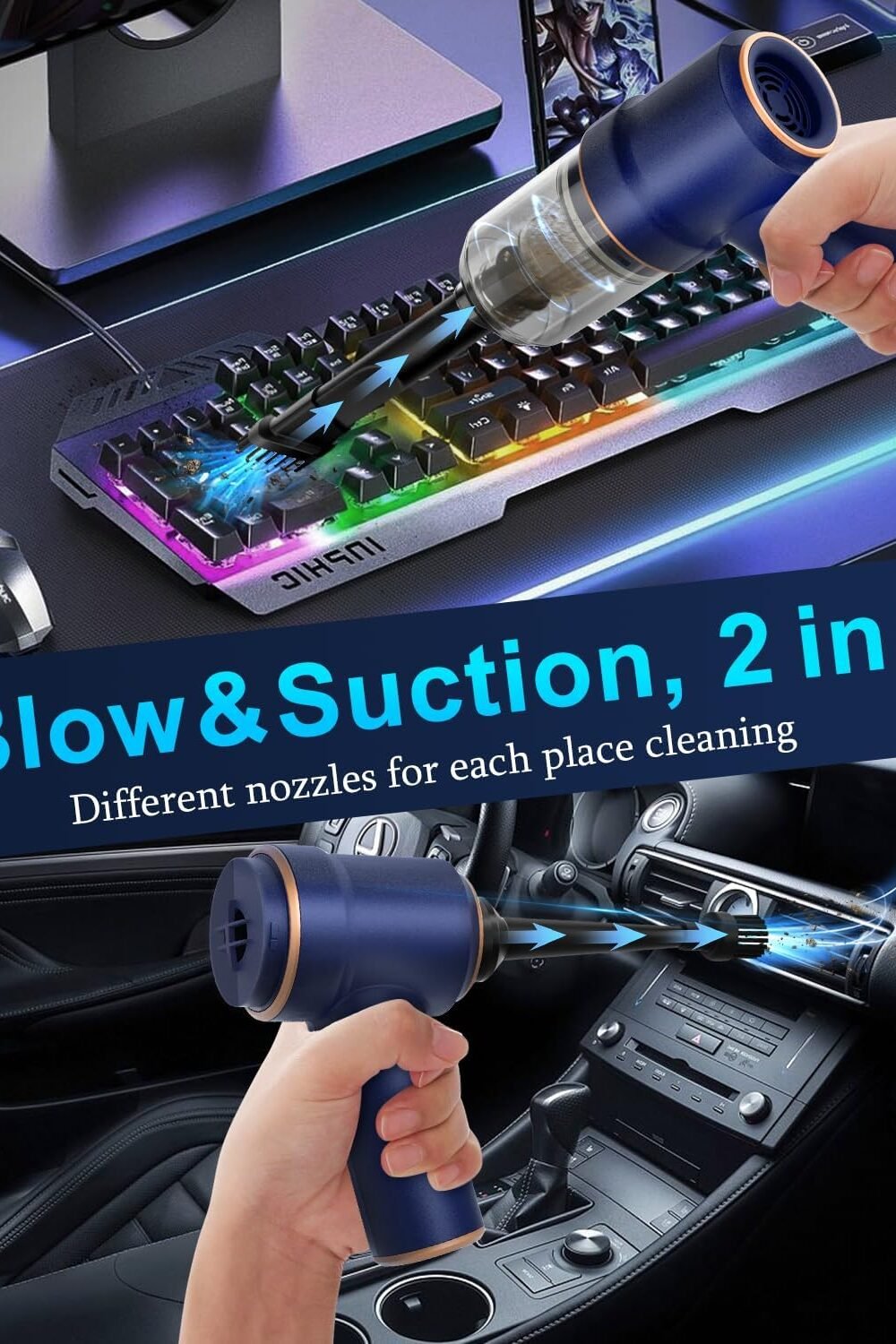 Kmm High Power Handheld Car Vacuum With Led Light - Image 2