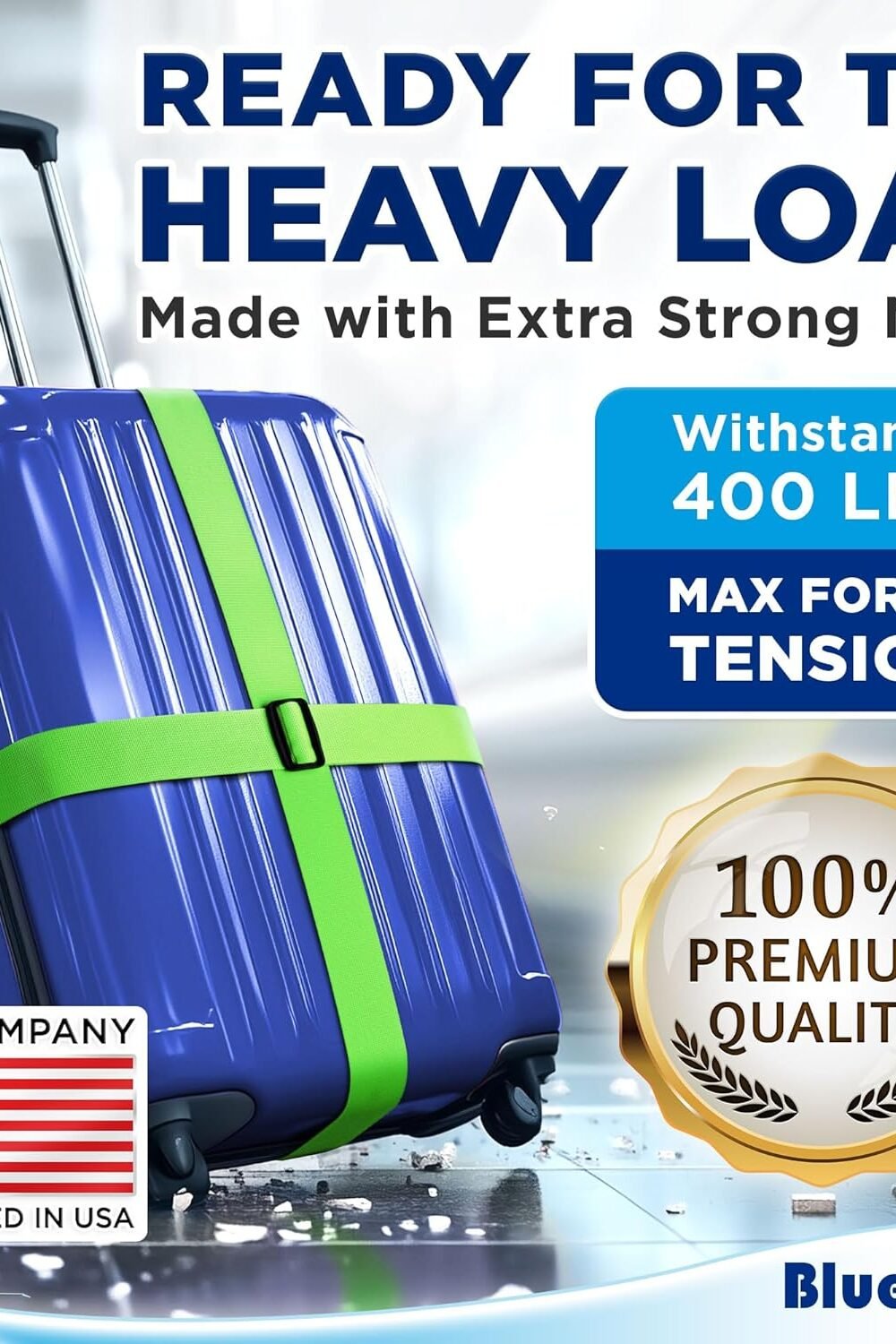 Premium Neon Green Luggage Straps - Djustable - Image 2