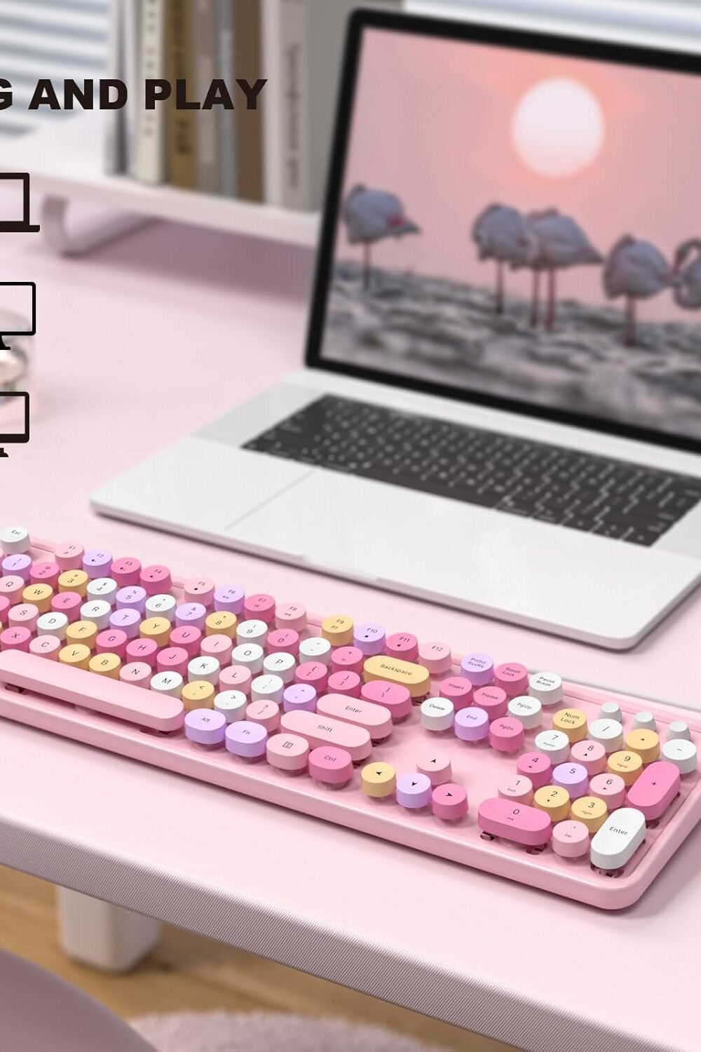 Mofii Retro Round Usb Keyboard - Pale Pk - Image 2