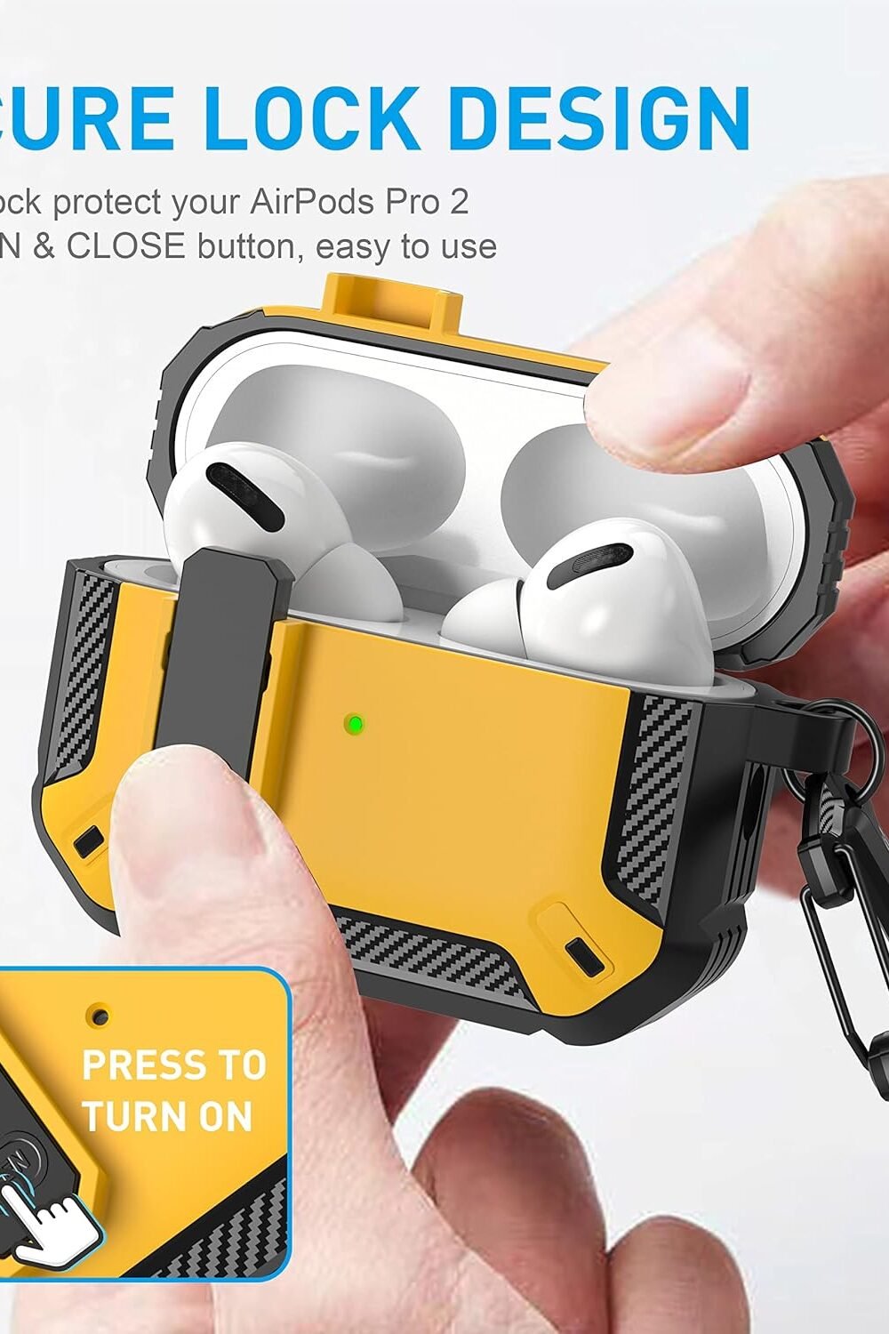 Maxjoy Irpods Pro Case With Lock - Shockproof Yellow Cover - Image 2