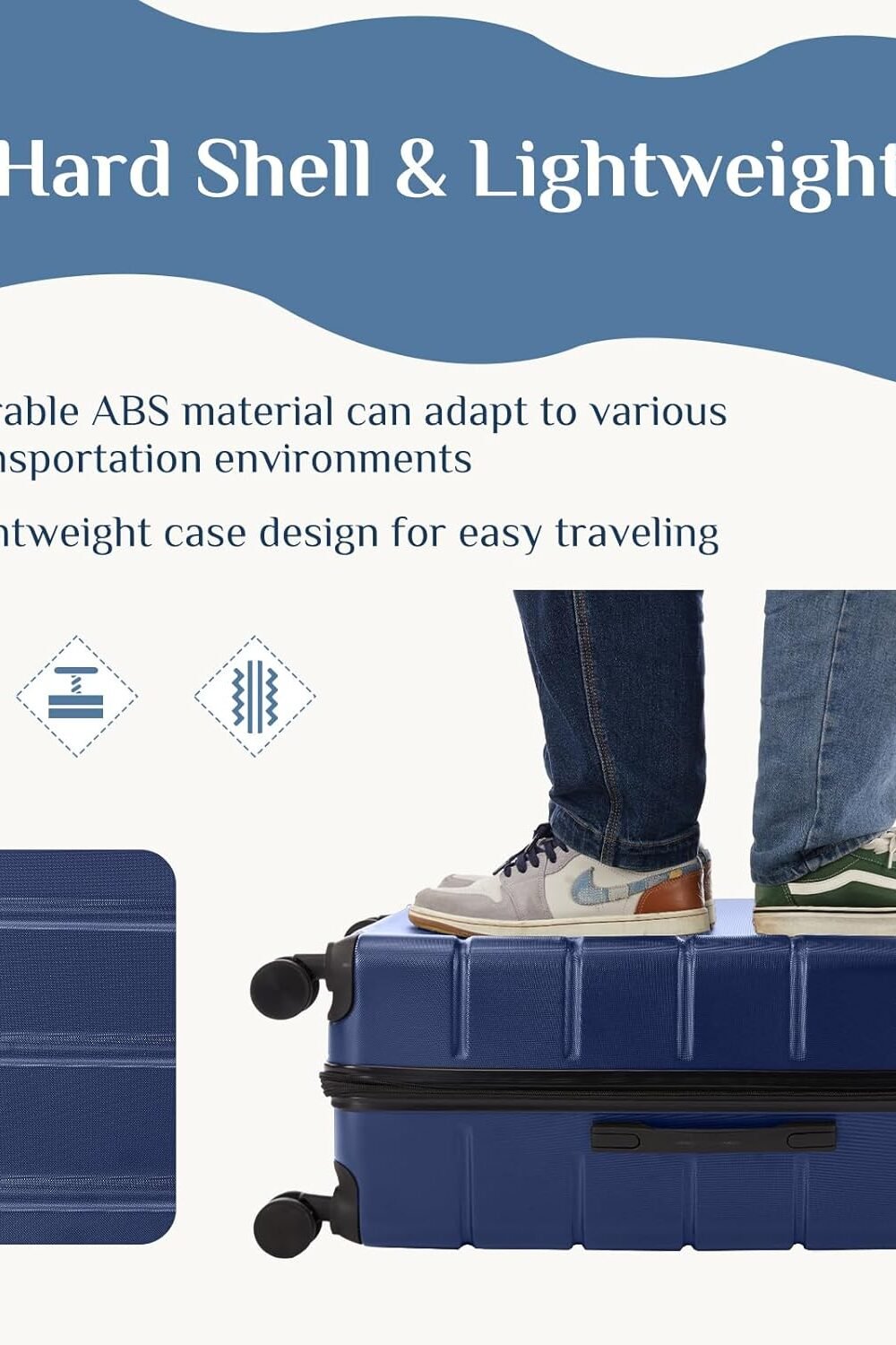 Lightweight Expandable Carry-On Luggage - Blue - Image 2