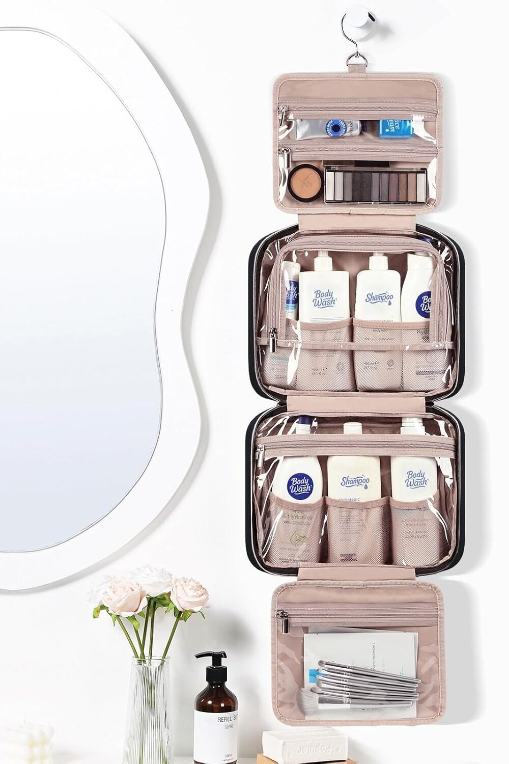 Nishel Women'S Iletry Bag - Large Black Organizer - Image 2