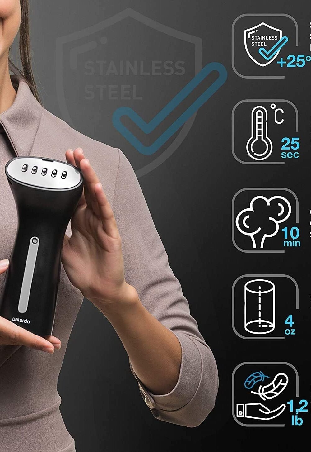 Polardo Compact Handheld Garment Steamer - nti-Spill Technol 2 Polardo Compact Handheld Garment Steamer - Nti-Spill Technol - Image 2