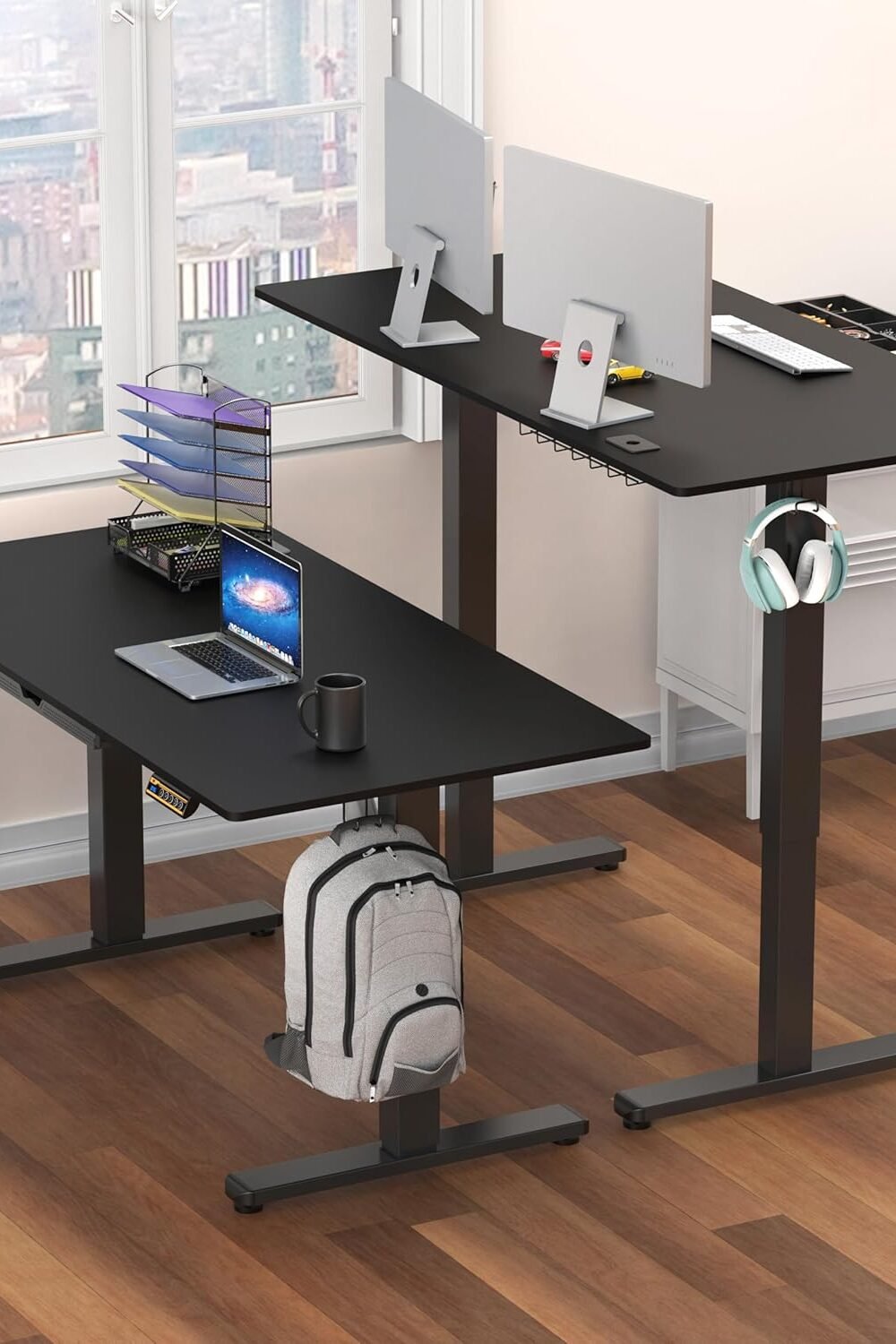 Height Djustable Electric Standg Desk With Drawer - Black - Image 2