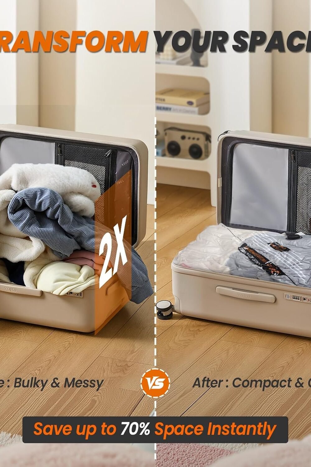 Space Saver Vacuum Storage Bags With Hand Pump - Medium &Amp; Sm - Image 2