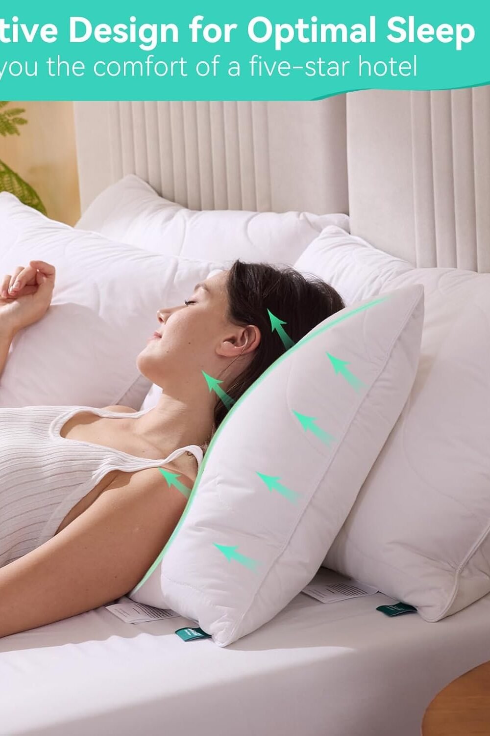 Standard Size White Goose Down Pillows - Soft Support 2 Standard Size White Goose Down Pillows - Soft Support - Image 2