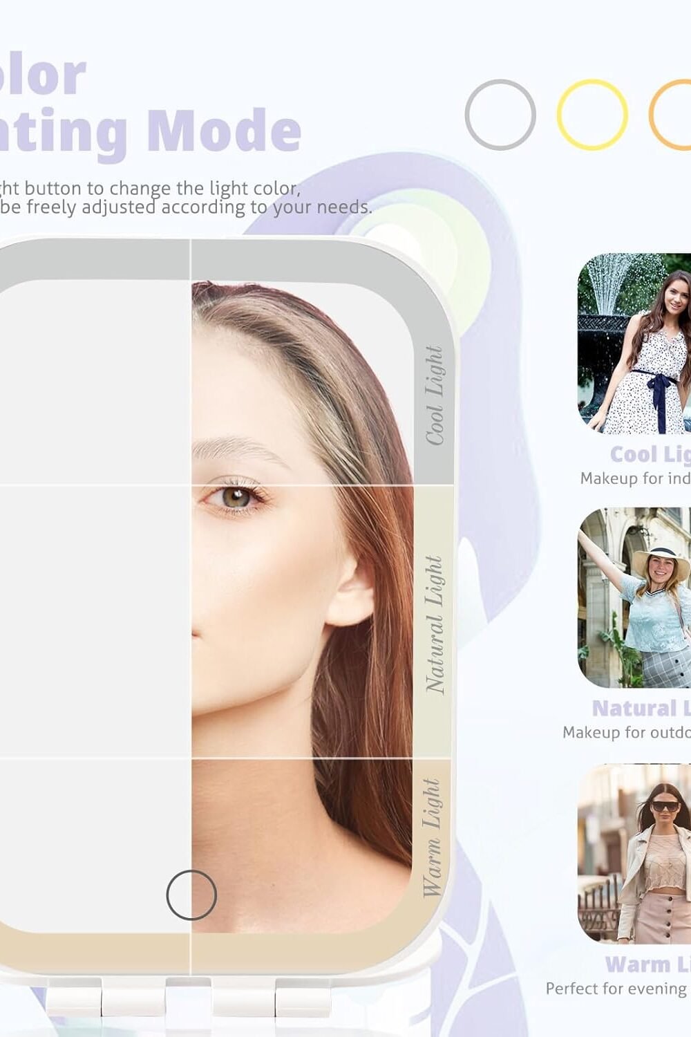 Vel Portable Makeup Mirror With Djustable Lights - Image 2