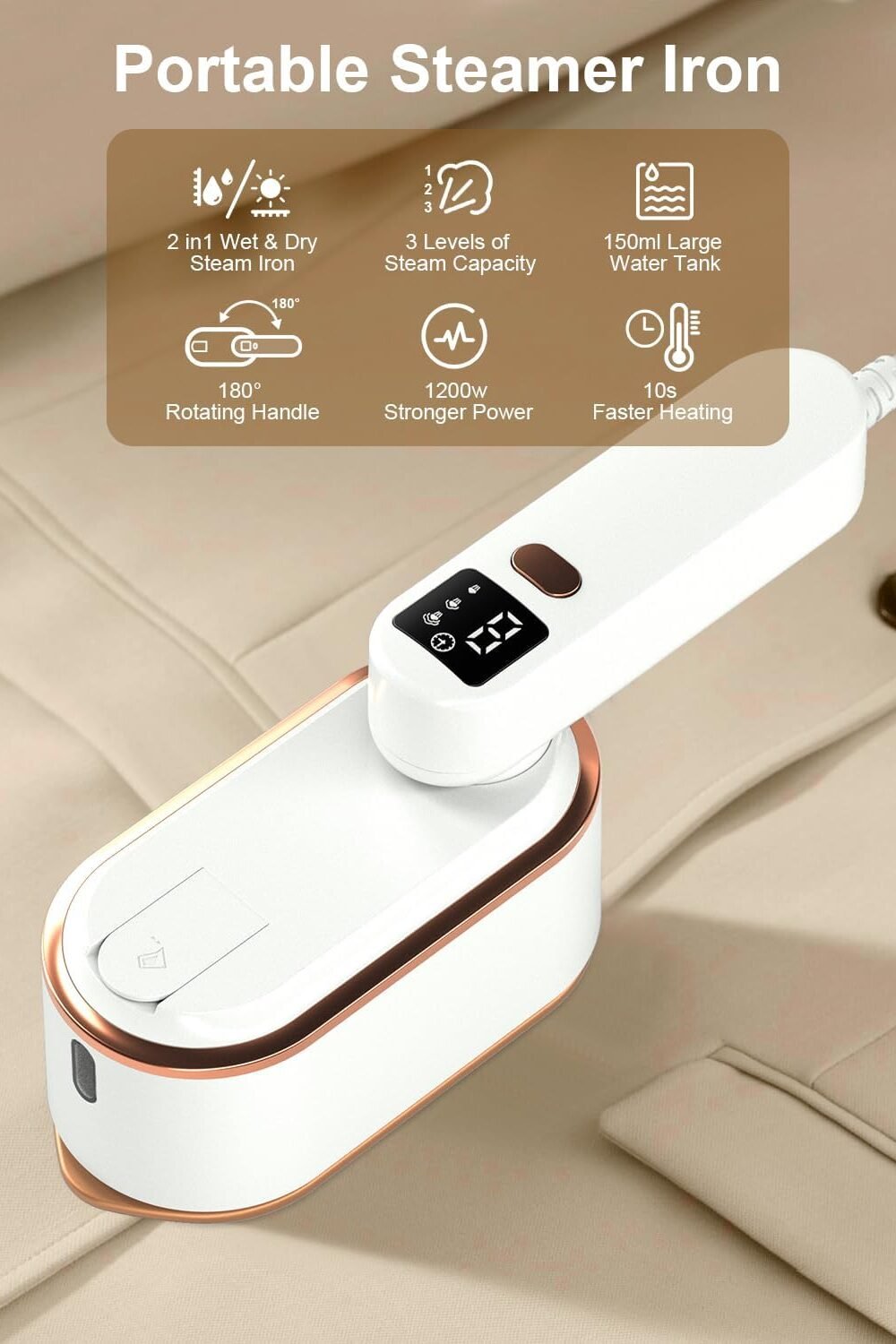 Vel Handheld Clothes Steamer With Lcd Screen - Image 2