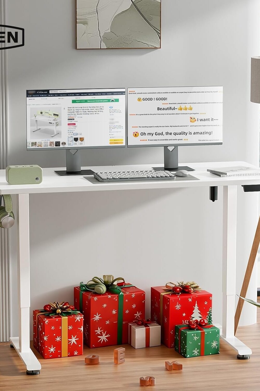 Veken Djustable Electric Standg Desk - White - Image 2