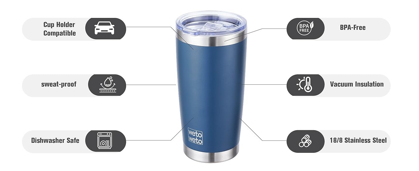WETOWETO oz Insulated avel Mug - Navy Blue 736
