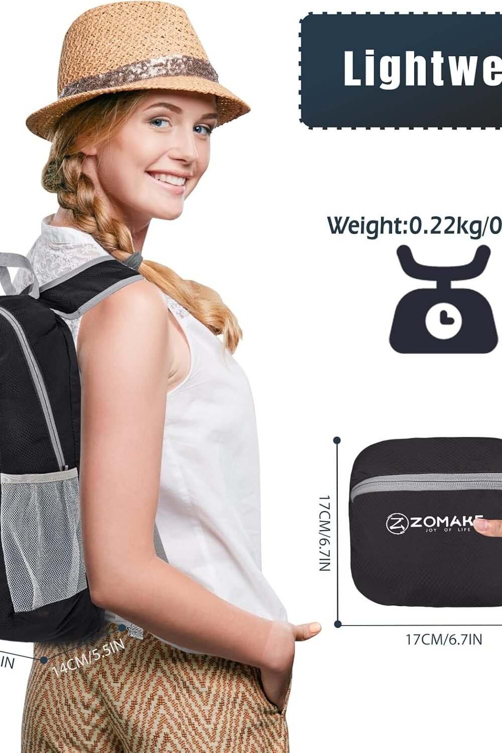 Zomke Lightweight Packable Hikg Backpack - Water Resistant - Image 2