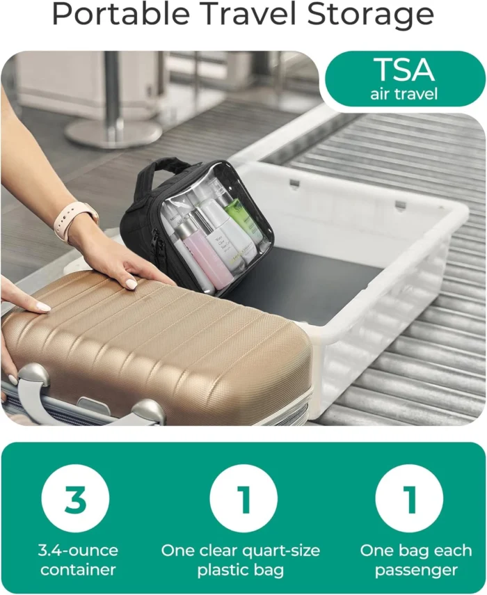 Large Clear TS-pproved Makeup Bag with Handle 2 Bagsmart Clear Tsa-Approved Toiletry Bag Large