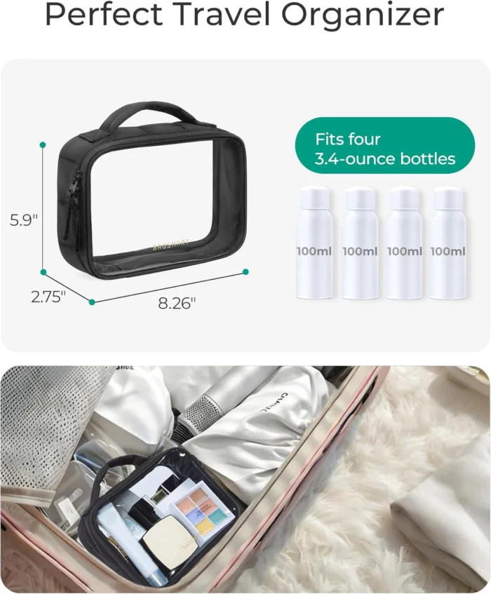 Large Clear TS-pproved Makeup Bag with Handle 3 Bagsmart Clear Tsa-Approved Toiletry Bag Large