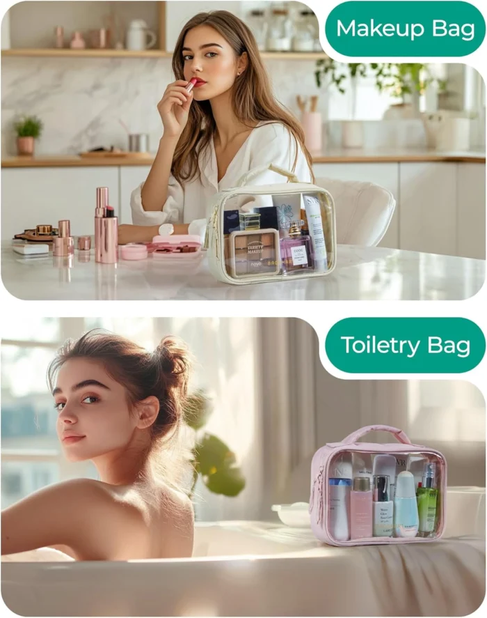 Large Clear TS-pproved Makeup Bag with Handle 6 Bagsmart Clear Tsa-Approved Toiletry Bag Large