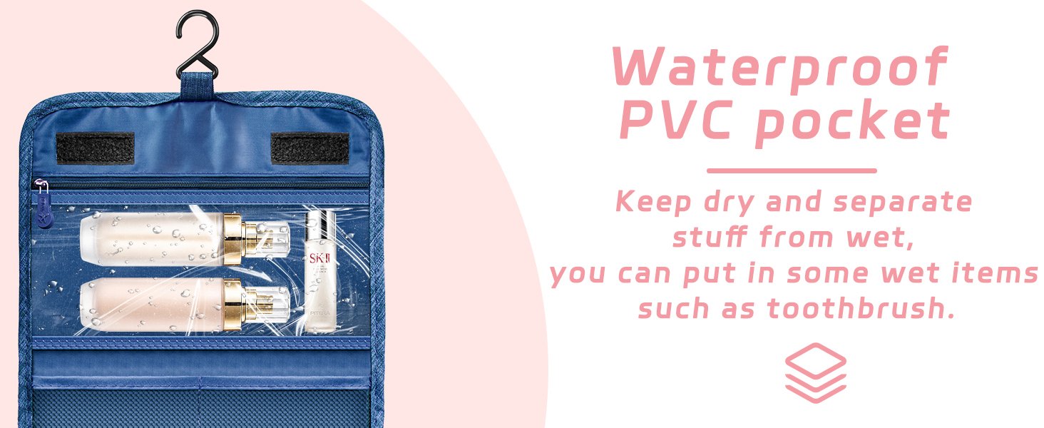 Waterproof avel iletry Bag with Hook - Grey 639