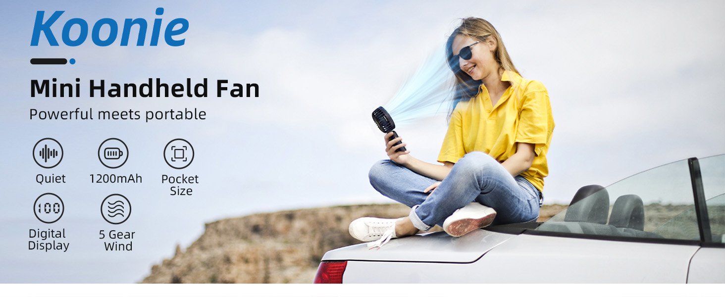 Koonie Portable Handheld Fan - Rechargeable djustable 536