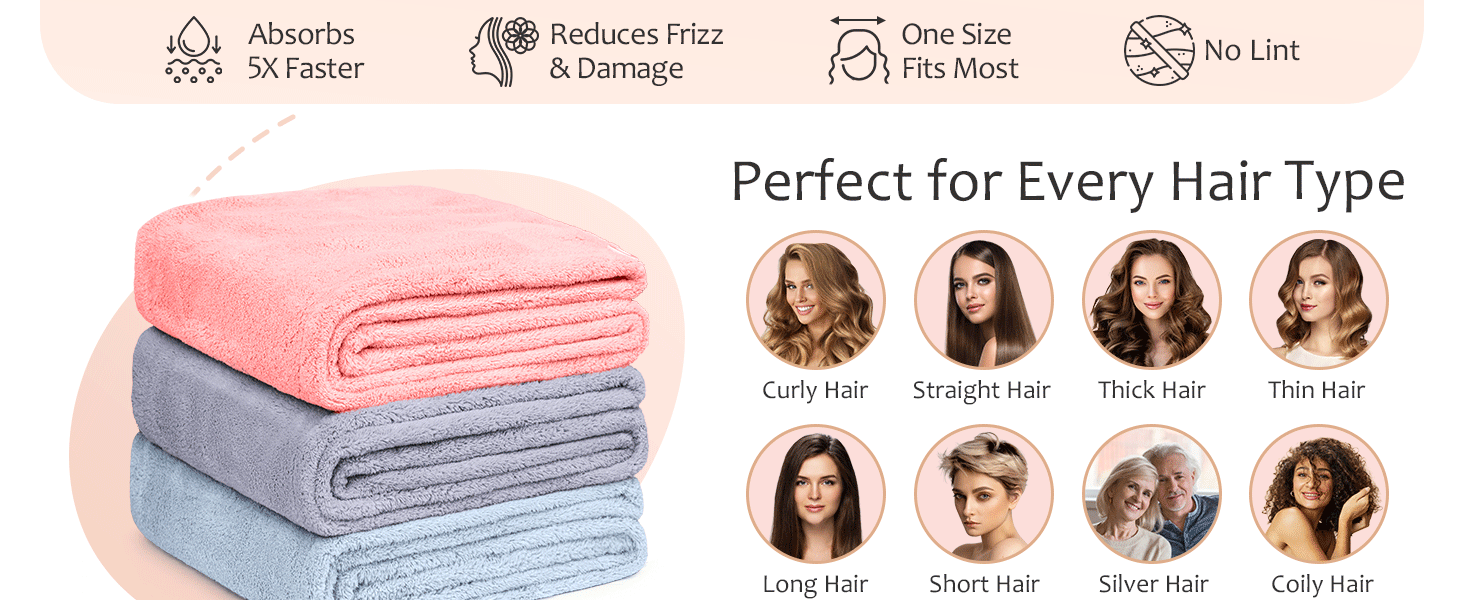 Hicober Quick Dry Microfiber Hair Wrap - Soft Turban Women 533