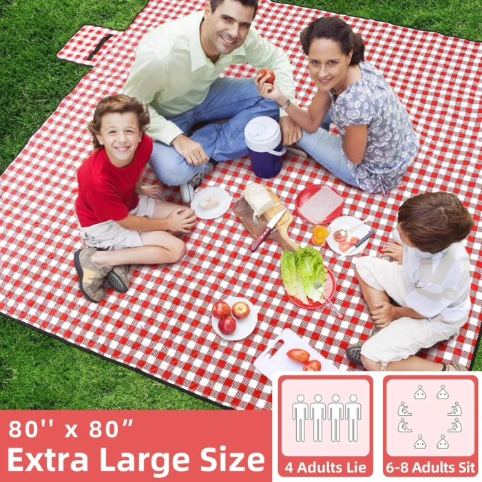 Extra Large Waterproof Picnic Blanket - Red White Checkered 2 Extra Large Waterproof Picnic Blanket 8211