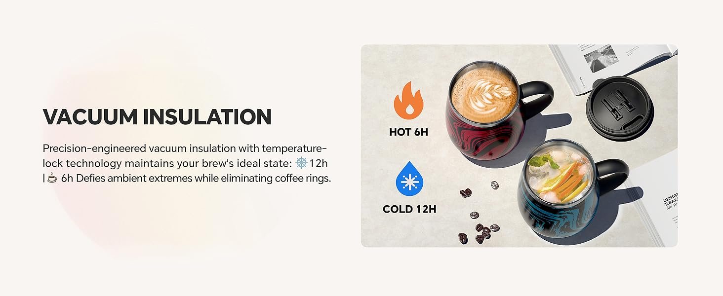 Insulated Coffee Mug with Handle - oz Staless Steel 620