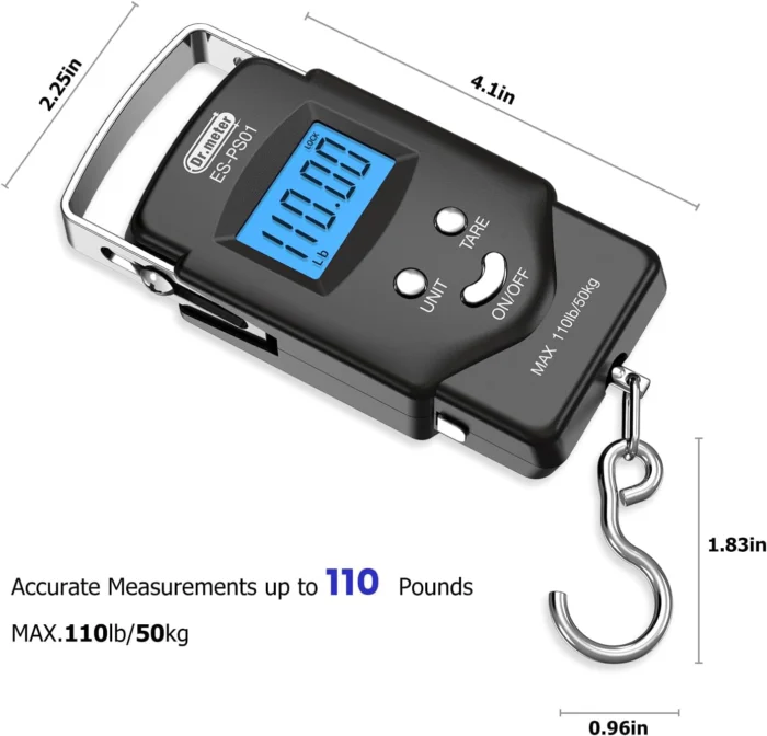 Digital Fish Scale with Backlit LCD Display - Pocket Size 7 Fish Scale Luggage Scale Fishing Gear