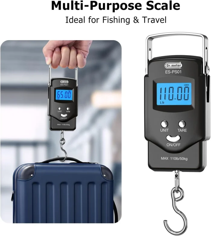 Digital Fish Scale with Backlit LCD Display - Pocket Size 9 Fish Scale Luggage Scale Fishing Gear