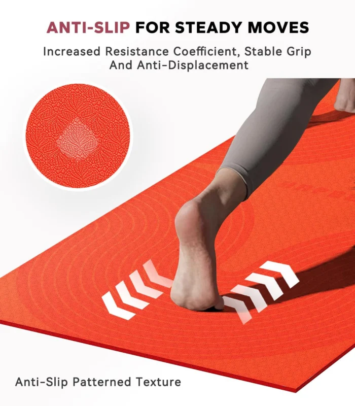 HPBER Extra Large Non-Slip Yoga Mat - Orange 6 Hapbear Extra Large Yoga Mat 848221308221