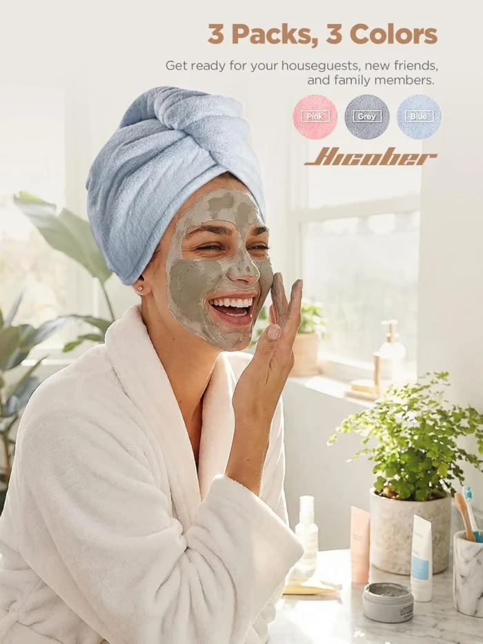 Hicober Quick Dry Microfiber Hair Wrap - Soft Turban Women 5 Hicober Microfiber Hair Towel Wrap Fast