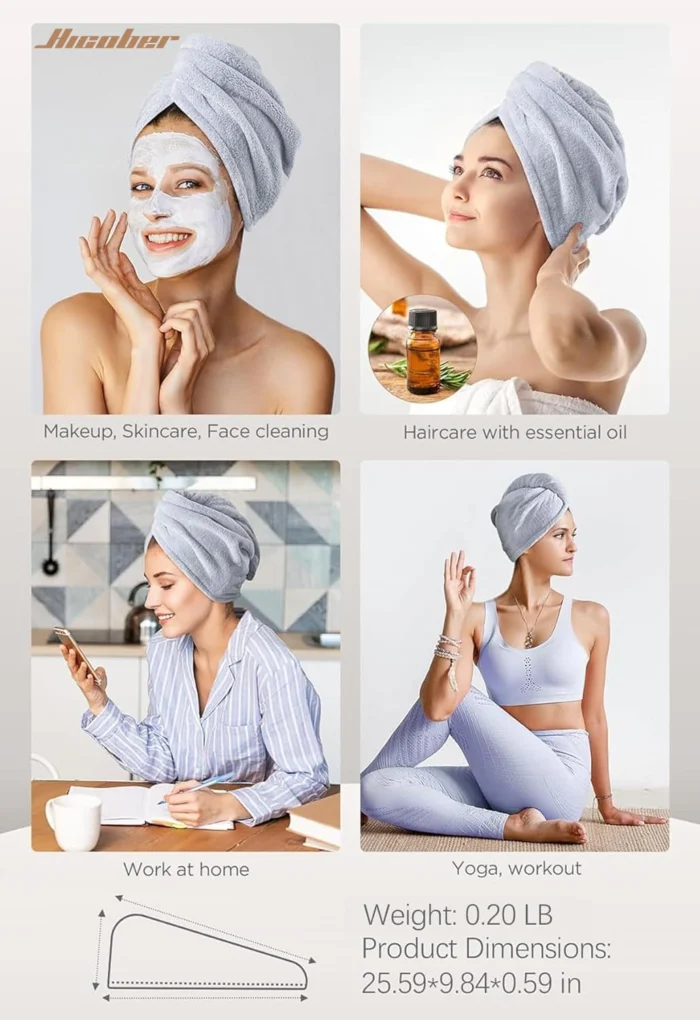 Hicober Quick Dry Microfiber Hair Wrap - Soft Turban Women 6 Hicober Microfiber Hair Towel Wrap Fast